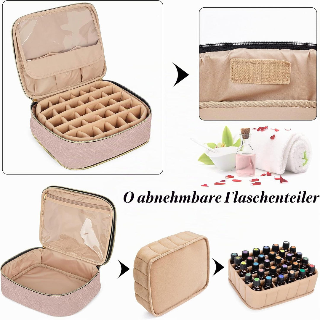 Luxja Ätherische Öl Tasche, Doppelschicht Aufbewahrungstasche für Öle und Zubehör, Öl Tasche für 60