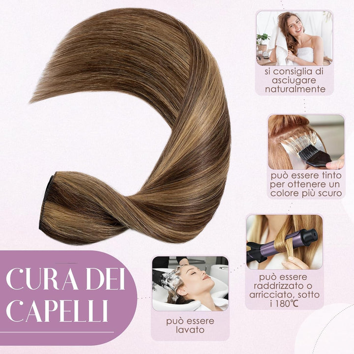 UK-Fashion-Shop Extensions Echthaar Clip In 100% Remy Echthaar Haarverlängerungen Dünn Weft Glatt 1