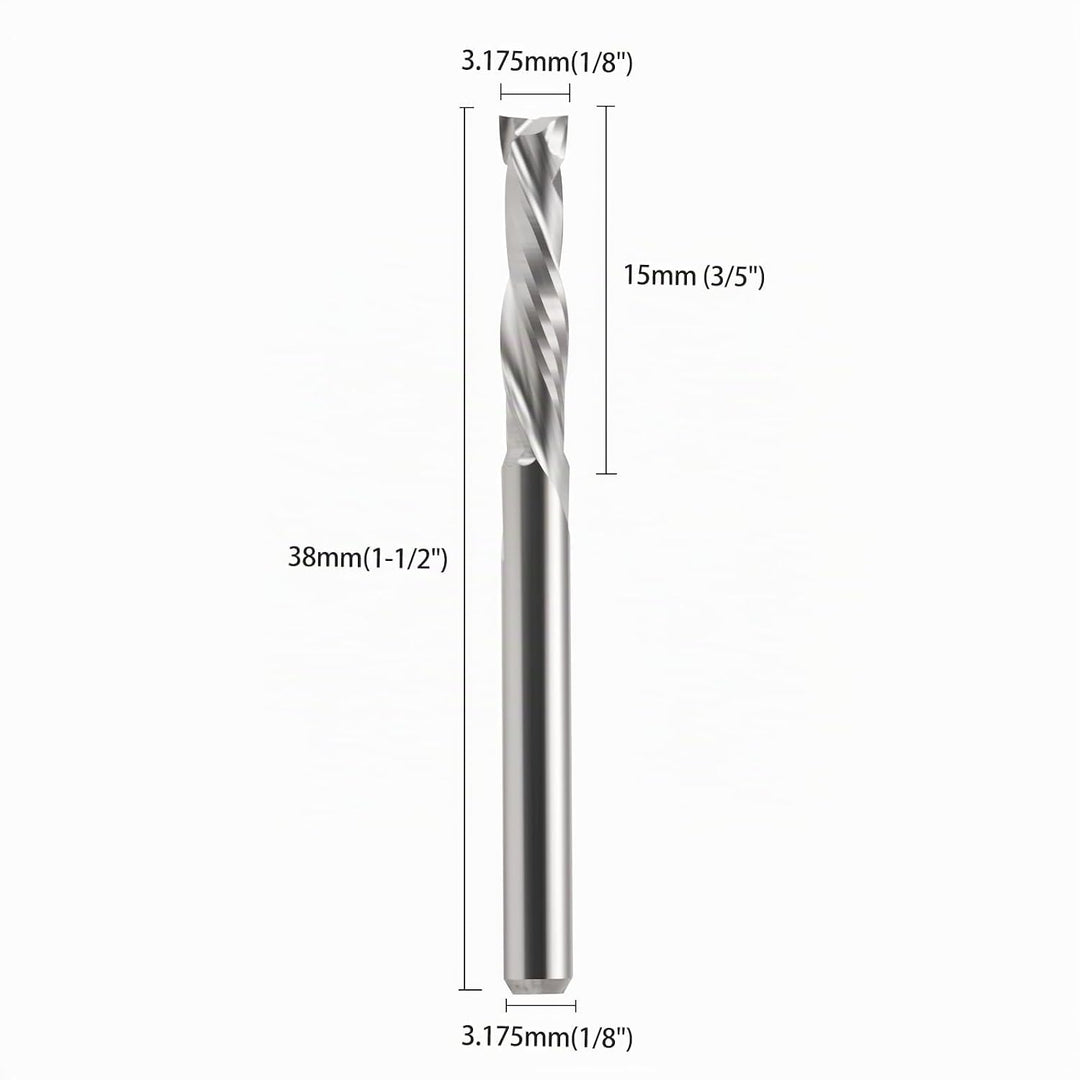 EU_HOZLY 3.175x15mm UP &amp; DOWN Schneiden Sie zwei Flöten Spiral Hartmetallwerk Werkzeugschneider für