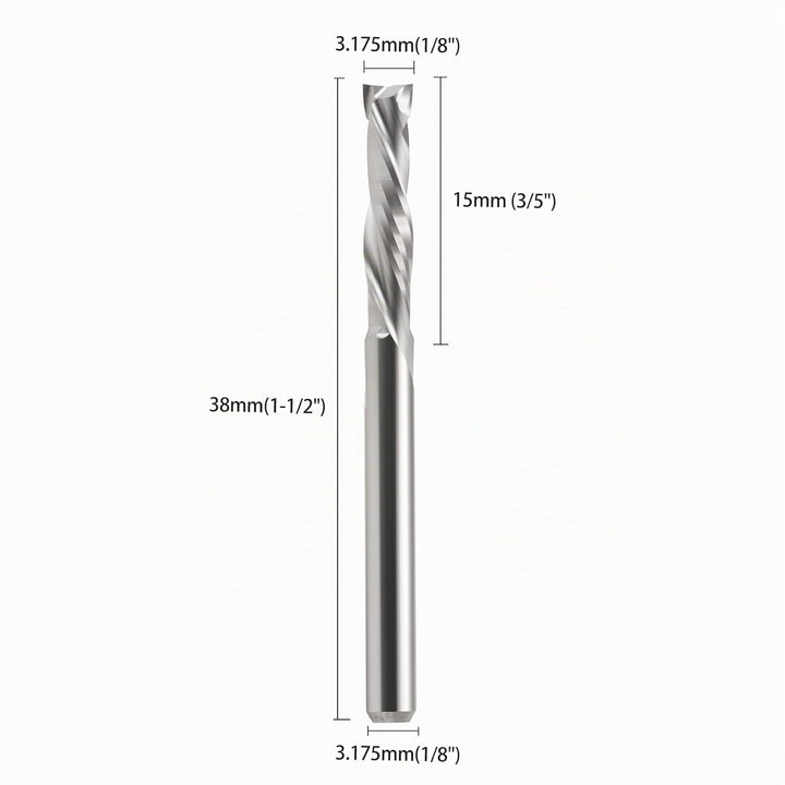 EU_HOZLY 3.175x15mm UP &amp; DOWN Schneiden Sie zwei Flöten Spiral Hartmetallwerk Werkzeugschneider für