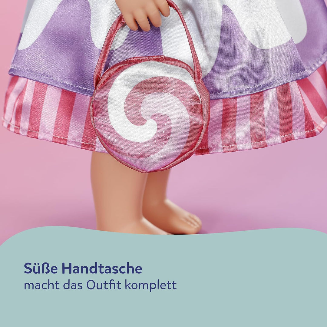 Baby Born Bonbon-Outfit mit Kleid, Tasche, Brille und Haarband für 43cm Puppe