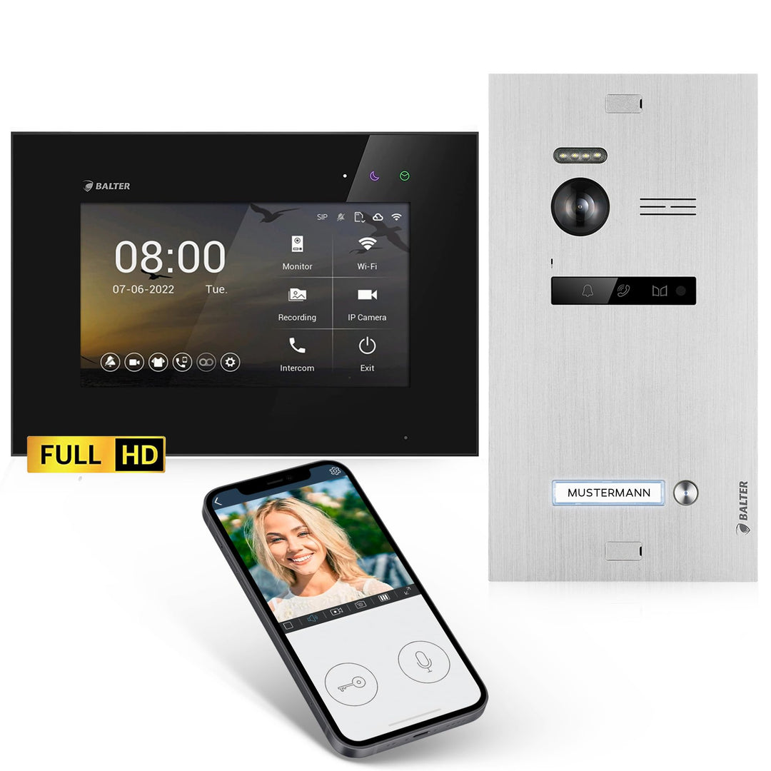 Balter EVO-HD Video Türsprechanlage, Video Türklingel, Smartphone App, 1 Familienhaus Klingel, 1X 7