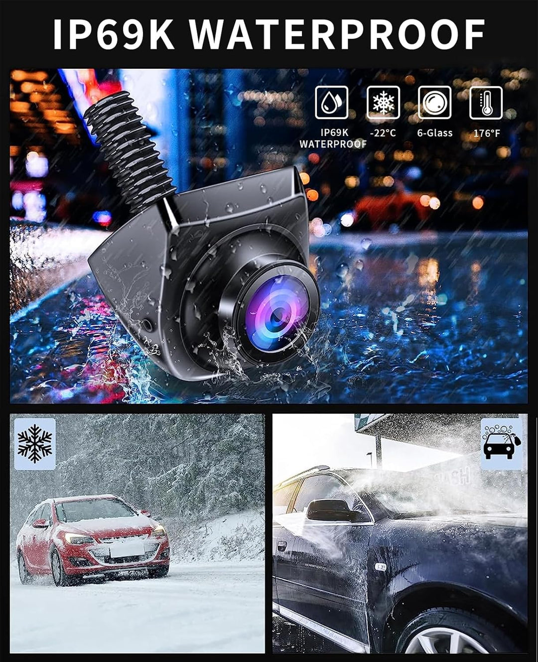 OBEST Rückfahrkamera Auto Set 1080P mit LCD Monitor Bildschirm, Nachtsicht Parkplatzkamera IP69 Wass