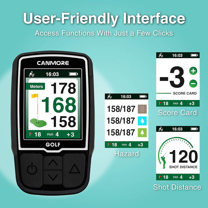 Canmore HG200 Golf-GPS – wasserfestes 2-Zoll-Vollfarbdisplay mit über 41.000 wichtigen Golfplatzdate