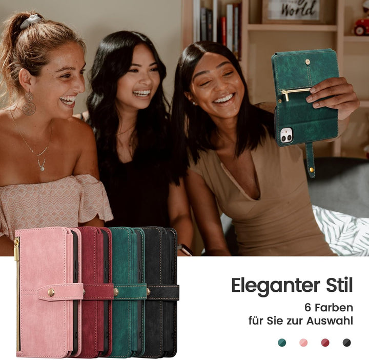 ZCDAYE iPhone 11 Hülle mit Band, Leder iPhone 11 Handytasche Handyhülle Praktische Handykette Karten