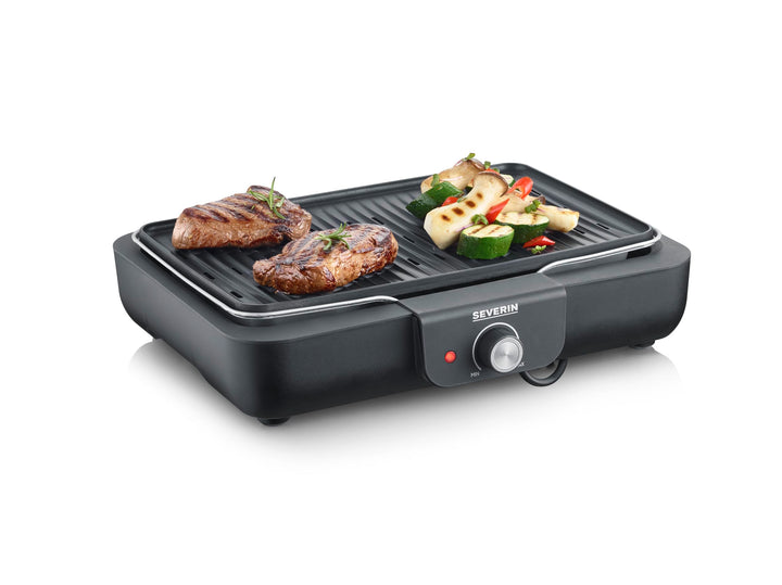 SEVERIN Tischgrill mit Grillplatte, für drinnen und draussen, Alu-Druckgussplatte, Elektrogrill mit