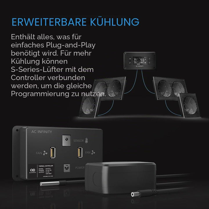 AC Infinity AIRPLATE T8 Weiss, Leise Kühlung Dual-Fan System 15,2 cm mit Thermostat Kontrolle, für H