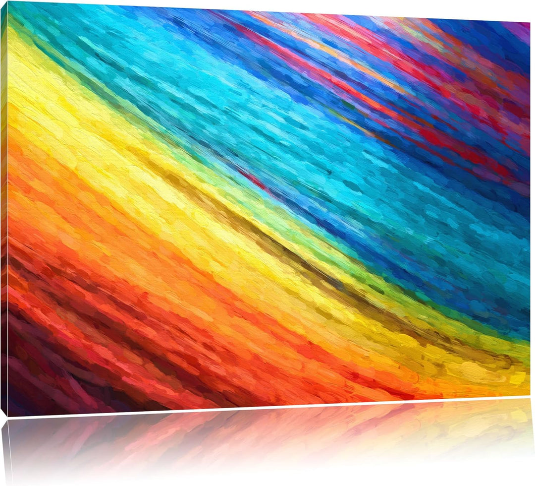 Pixxprint Bunte Streifen als Leinwandbild/Grösse: 100x70 cm/Wandbild/Kunstdruck/fertig bespannt, 100