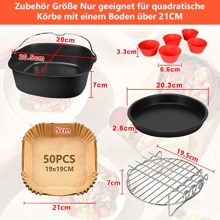 YINGRACE 21 CM Heissluftfritteuse Zubehör Kompatibel für Philips Airfryer XL 6,2L, Tefal 5L, COSORI