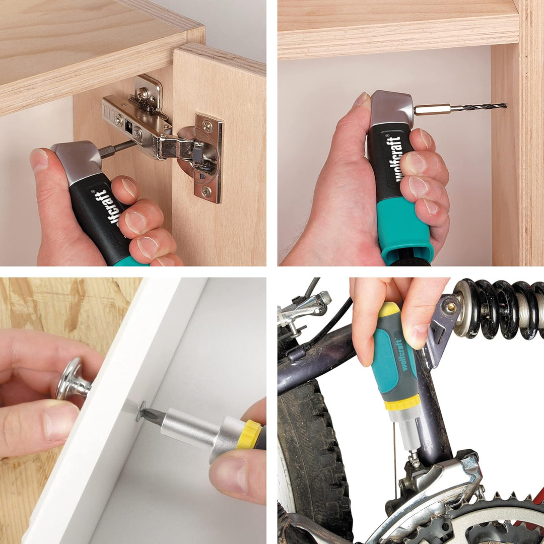 wolfcraft Schubladen-Schrauber-Set, 8-tlg. I 1001000 I Set zum Bohren und Schrauben an schwer zugäng