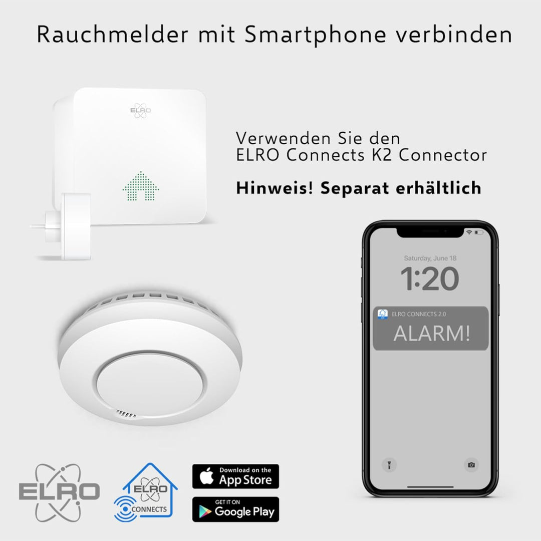 ELRO FZ5002R Connects Funk Rauchmelder-DIN EN14604 geprüft-mit Hitzesensor-Vernetzbar-2-er Set, 6 St