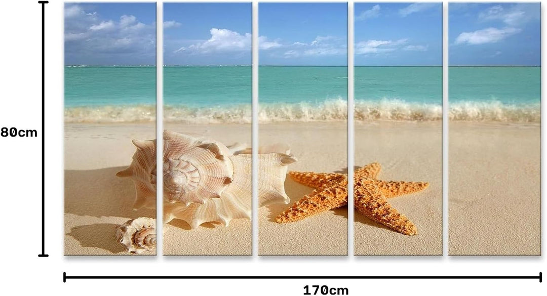 islandburner Bild auf Leinwand Meer Muschel Seestern Im Tropischen Sand Türkisfarbenes Meer Karibik