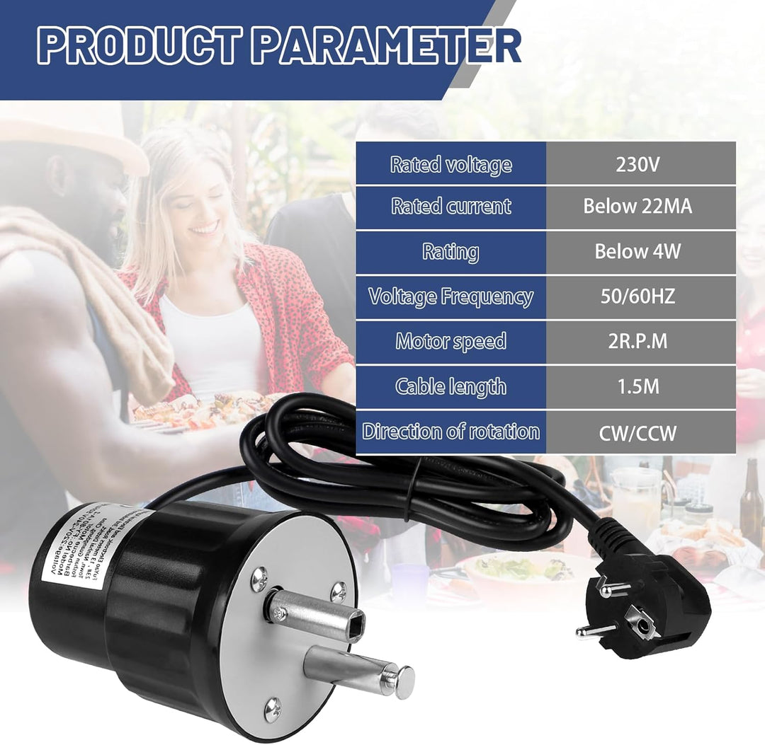Grillmotor Elektromotor Grill Barbecue Rotator Motor ABS DC 220V-240V Regelbar Outdoor BBQ Grill Mot