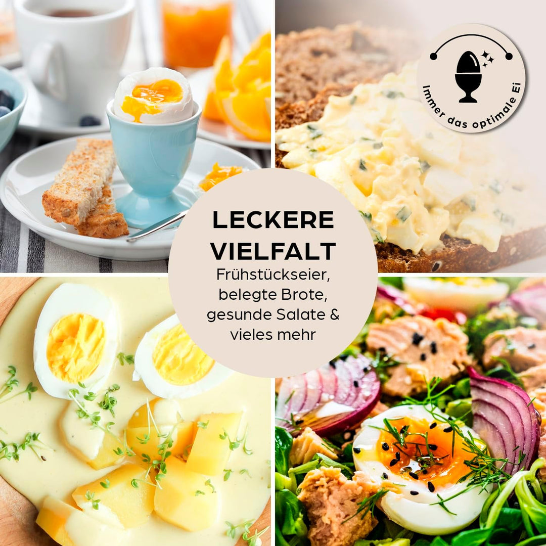 GOURMETmaxx Eierkocher für 6 Eier | Egg Boiler mit Eierstecher im Messbecher | Egg Cooker mit 3 Härt