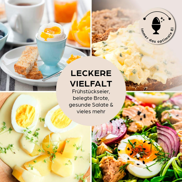 GOURMETmaxx Eierkocher für 6 Eier | Egg Boiler mit Eierstecher im Messbecher | Egg Cooker mit 3 Härt