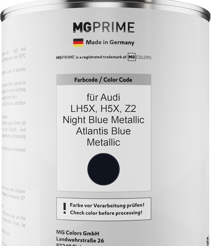 MG PRIME Autolack Dose Set für Audi LH5X / H5X / Z2 Night Blue Metallic/Atlantis Blue Metallic Basis