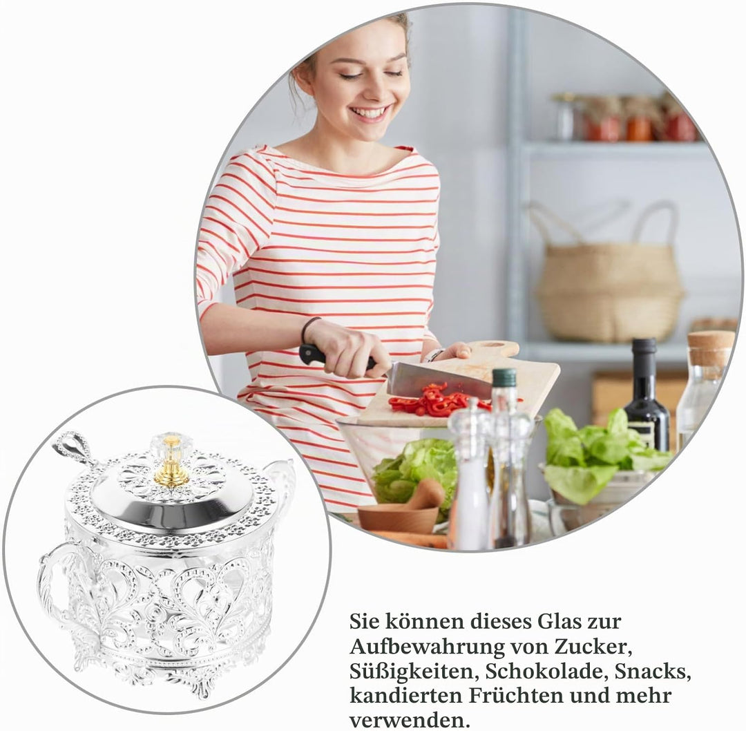 Toyvian Vorratsglas Aus Kunstglas Mit Deckel Und Löffel Transparente Zuckerdose Für Küche Praktische