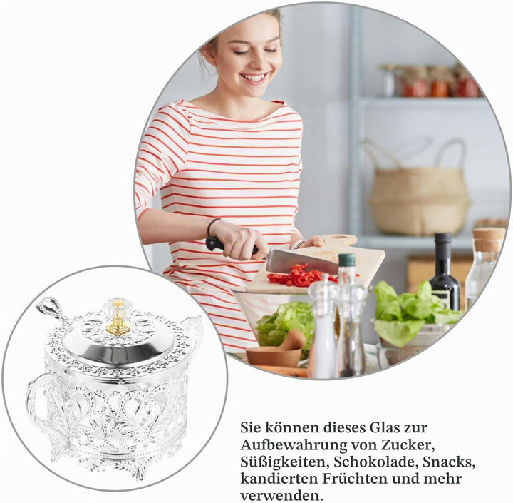 Toyvian Vorratsglas Aus Kunstglas Mit Deckel Und Löffel Transparente Zuckerdose Für Küche Praktische