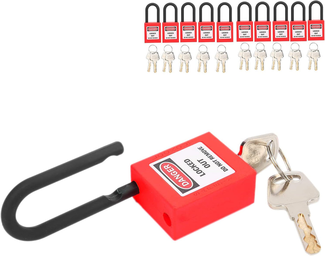 Lockout Tagout Sicherheitsvorhängeschloss, 10 Stück 38mm Nylon PA Isoliert Staubdicht mit Schlüsseln