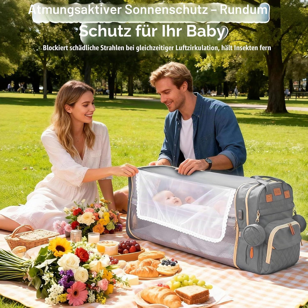 Wickeltasche Rucksack，Wickelrucksack Gross，Multifunktional Diaper Bag mit Mobiler Wickelauflage，Wass