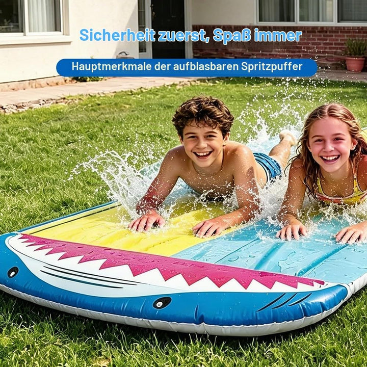 Wasserrutsche Garten Für Kinder, 480x140 cm Doppelrutsche Mit Eingebautem Sprinkler, Double Water Sl