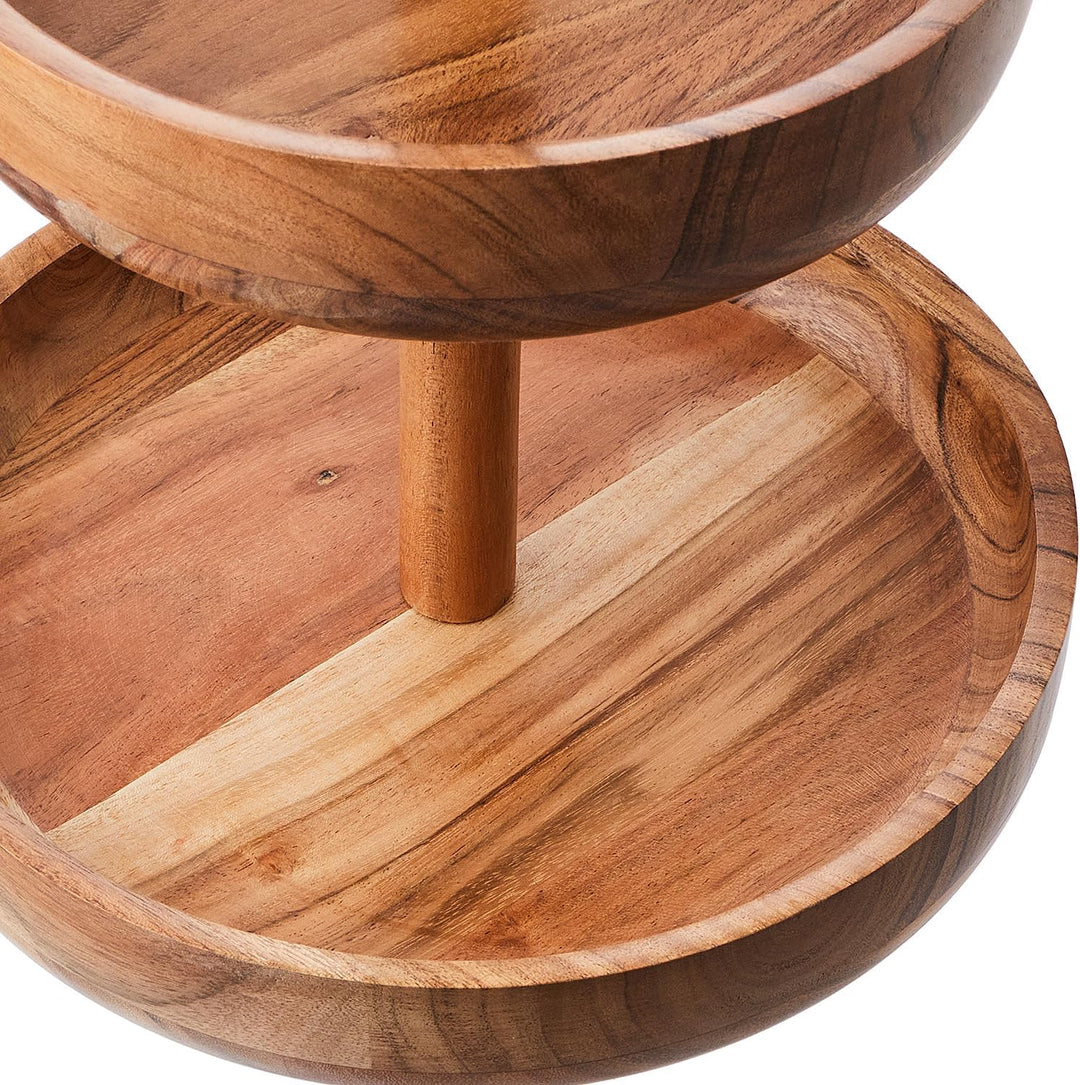 BUTLERS Etagere 2-stufig rund H27cm Akazienholz -Acacia- Serviergestell mit 2 Etagen | Servierstände