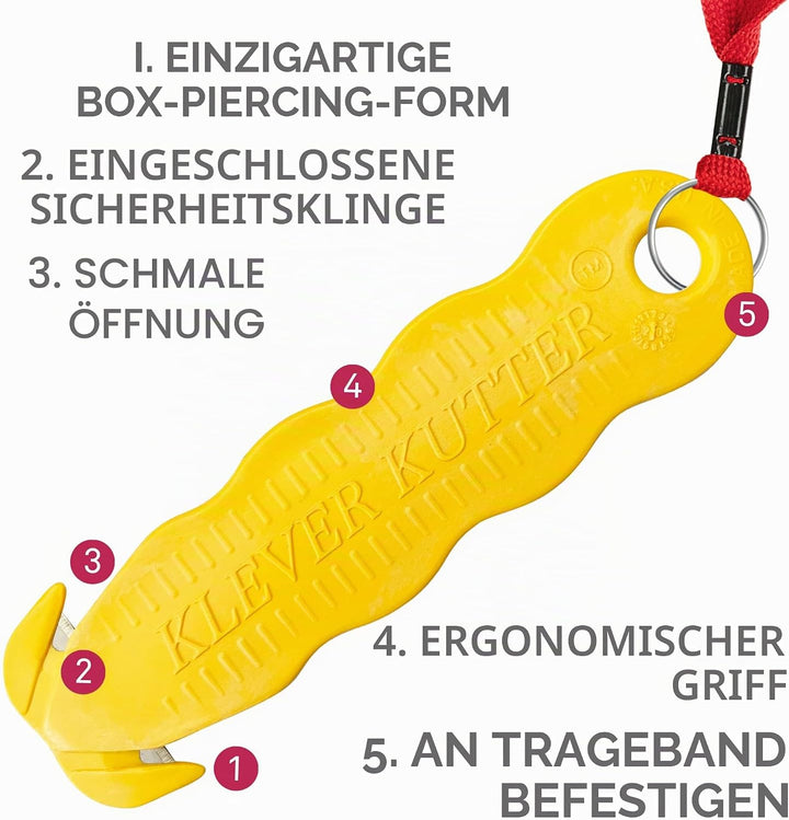 KLEVER INNOVATIONS KCJ-1YKlever Kutter gelb, einzigartiges Doppelhaken-Design - Einweg-Sicherheitssc