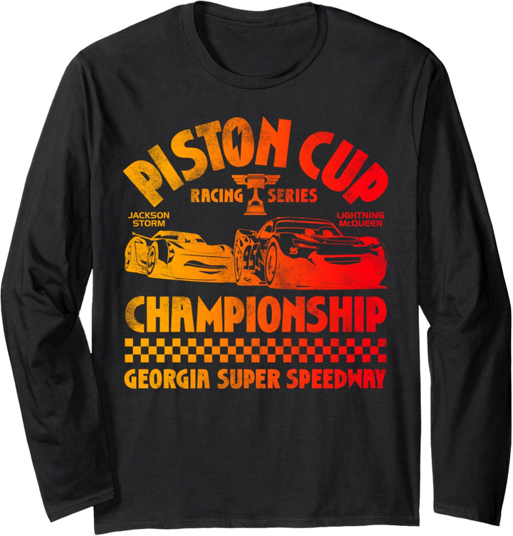 Disney Pixar Cars 3 McQueen And Storm Super Speedway Text Langarmshirt