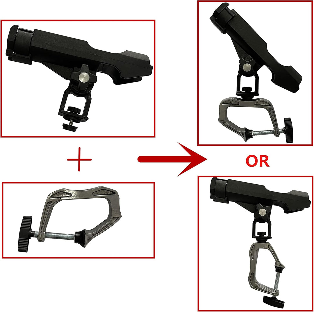 Fishing Boat Rods Holder with Large Clamp Opening 360 Degree Adjustable Fishing Rod Racks Folding Ho