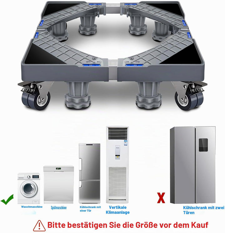 Waschmaschine für Haushaltsgeräte 4 Riemenscheiben, 8 Stützbeine Untergestell mit Rollen Sockel Vers