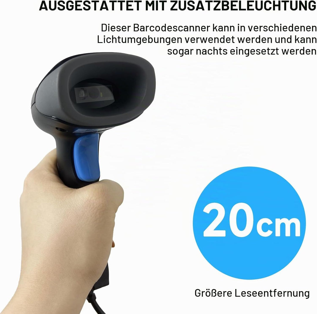 YANZEO S100 Wired 2D Barcode-Scanner, Handheld-USB-Barcode-Leser, QR-Barcode-Scanner Automatische UP