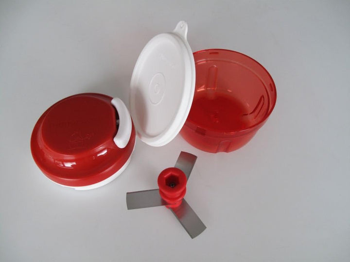 TUPPERWARE Chef Turbo-Chef rot + Deckel weiss D158 Zwiebelschneider Speedy Boy