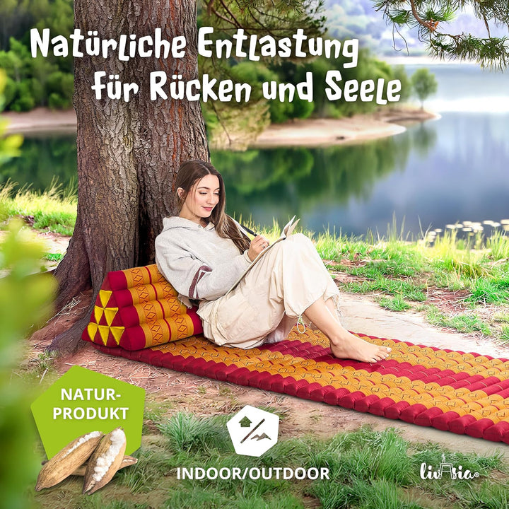 livasia Rückenstützkissen breit für Paare, Dreieckskissen für Garten und Balkon, Keilkissen mit Kapo