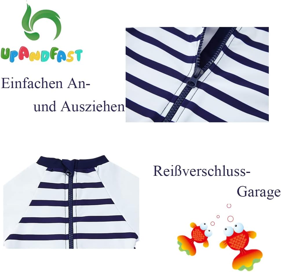 upandfast Baby Badeanzug mit Sonnenhut UPF 50+ Badebekleidung für Baby 12-18 Monate Neuer Streifen,