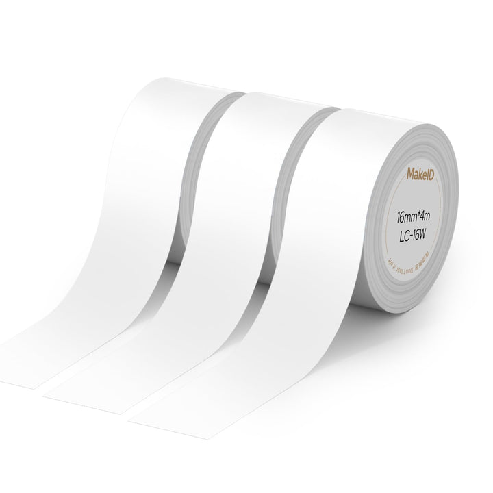 Makeid L1-C Etikettierband Nachfüllpackungen, 16mm x 4m Kontinuierliche Etiketten, 3 Rollen, Thermol