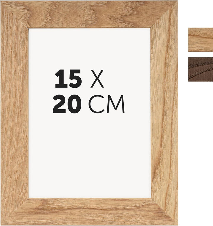 DÖRR Bilderrahmen Oakwood Deep 15x20 hellbraun, Eiche-Massivholz, Echtglas, mit Passepartout, Hoch-