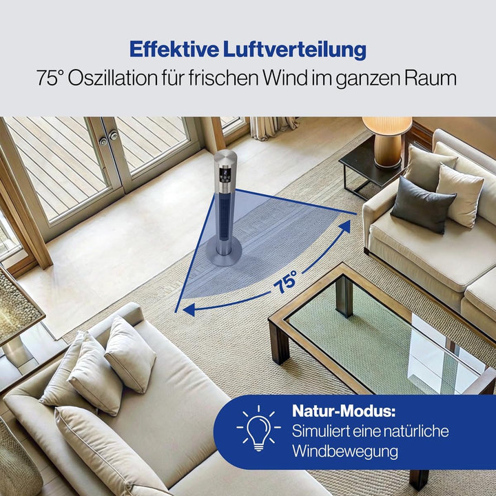 ProfiCare Turm-Ventilator PC-TVL 3090 Tower-Ventilator mit Multifunktions-Fernbedienung, LED-Display