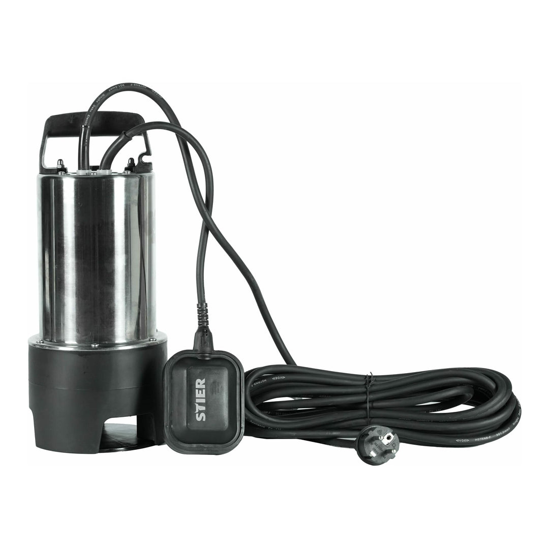 STIER Edelstahl Tauchpumpe Schmutzwasserpumpe ESTW-1100, 20.000 l/h, 11000 W, Edelstahlgehäuse, Schw
