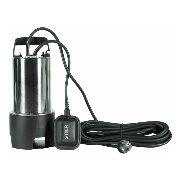 STIER Edelstahl Tauchpumpe Schmutzwasserpumpe ESTW-1100, 20.000 l/h, 11000 W, Edelstahlgehäuse, Schw