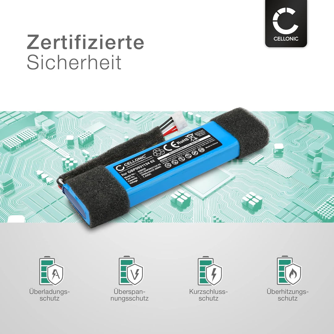 CELLONIC, Lautsprecherakku kompatibel mit JBL Xtreme 1 (5000mAh, 7.4V) Ersatzakku GSP0931134 02