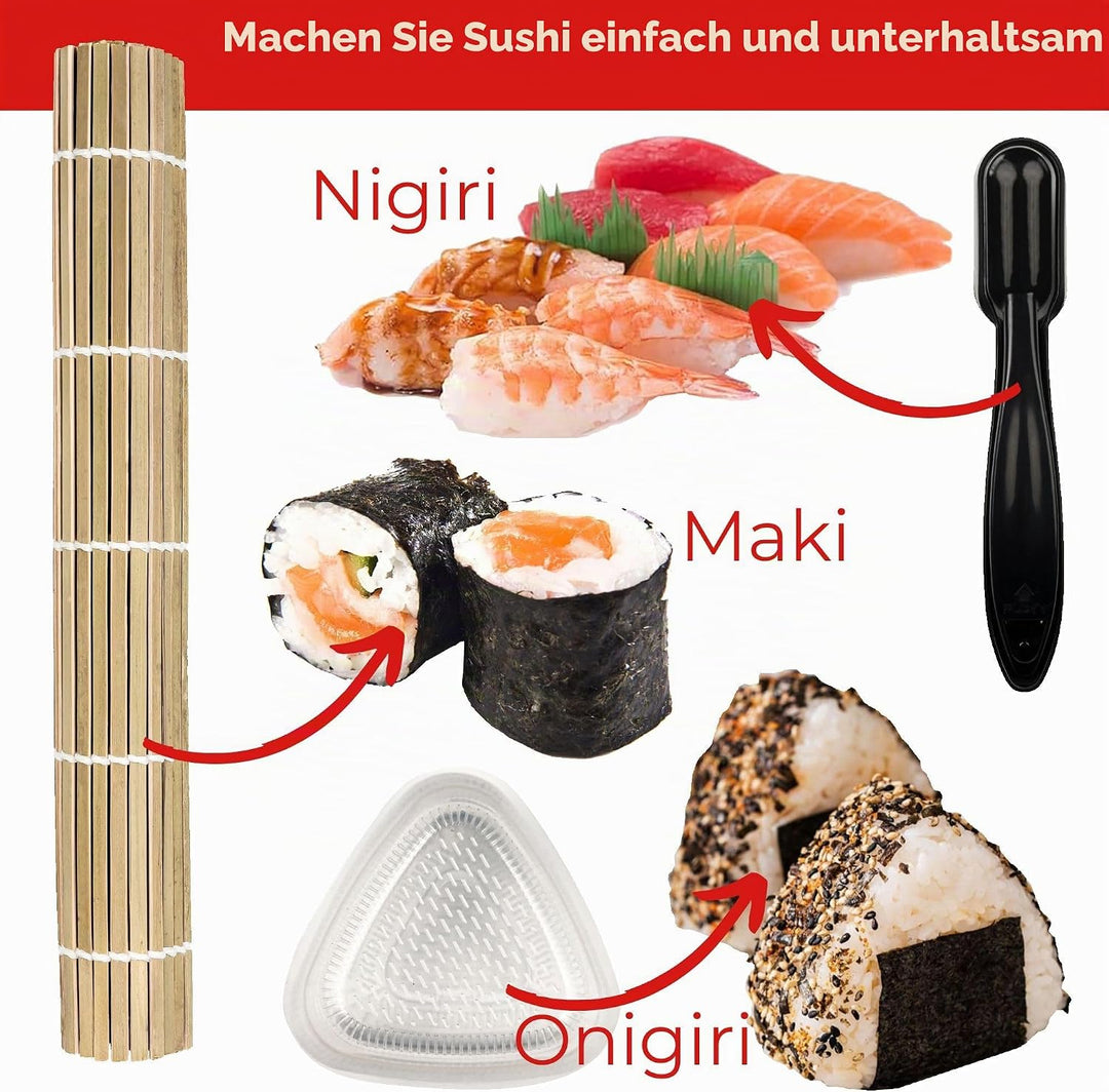 Sushi set zum selber machen. Professionelles Sushi maker set mit 15 Teilen. Sushi-Set bestehend aus