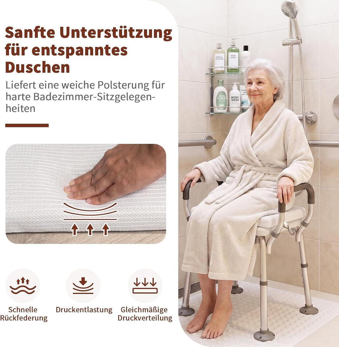 Duschsitzkissen rutschfest wasserdurchlässig Weiss, Weiss