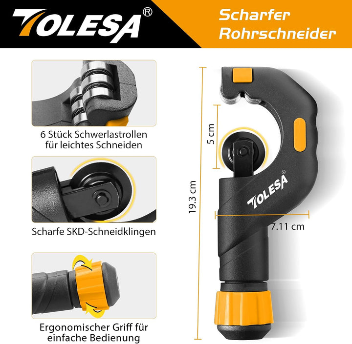 TOLESA Rohrschneider 5-50mm, Rohrschneider Edelstahl, Rohrabschneider für Edelstahlrohre, Rohrschnei