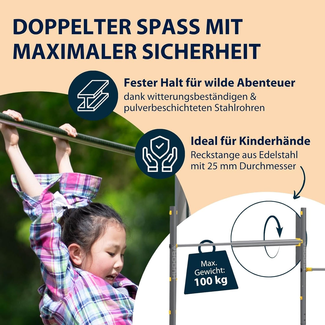 HUDORA Turnreck Fabian Standard/Pro - einfache/doppelte Turnstange für Kinder & Erwachsene - 4-fach