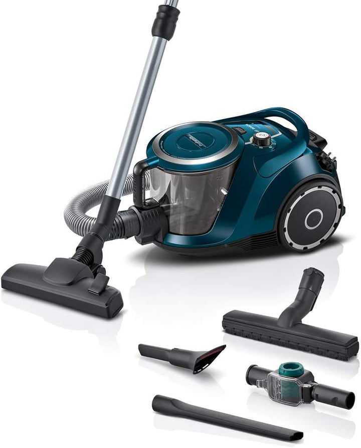 Bosch ProFamily Serie|6 7224972, Beutelloser Staubsauger, Blau Metallic, 600 W, 4 liters, 69 Dezibel