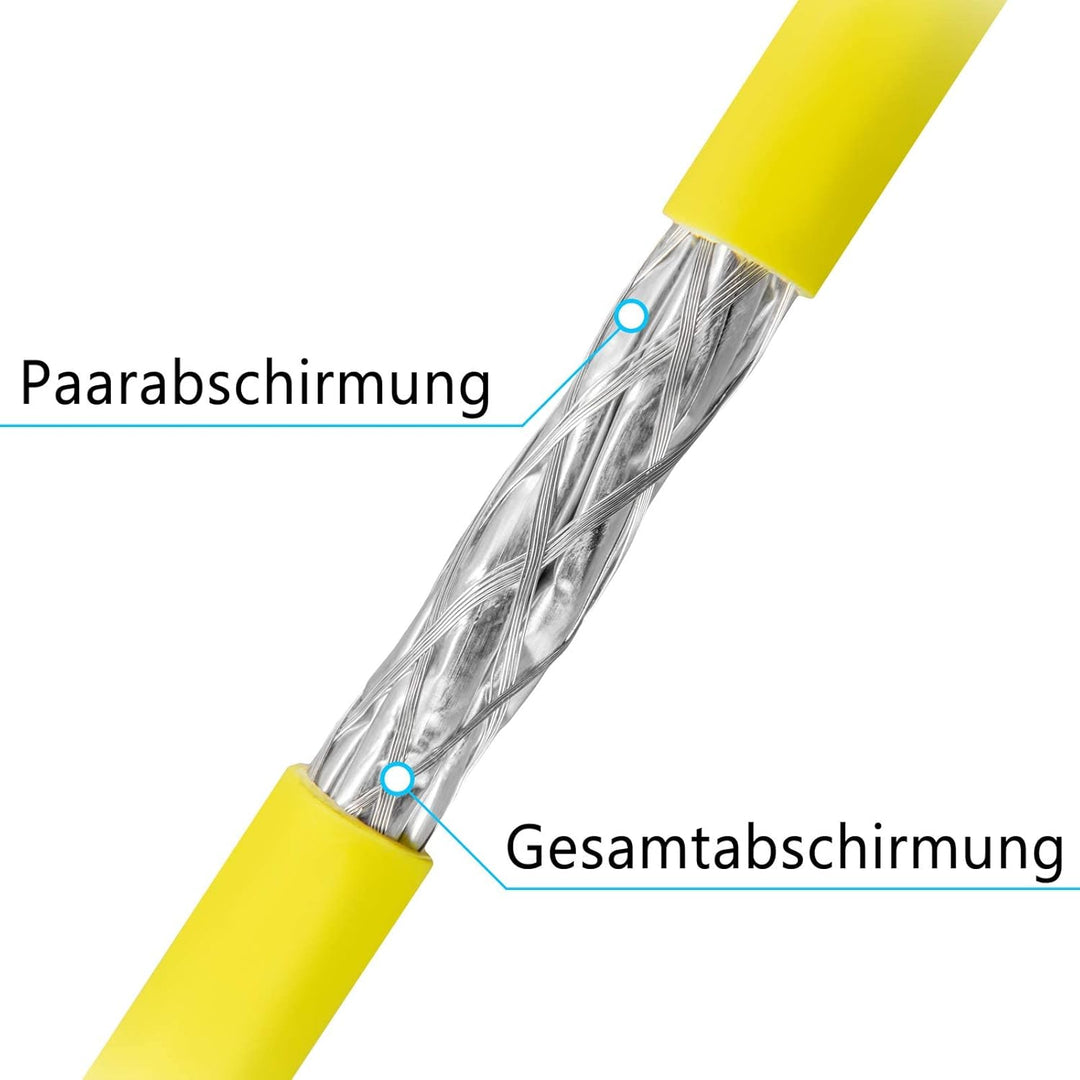 HB-DIGITAL 100m CAT.7a Netzwerkkabel Gelb Verlegekabel Ethernet LAN AWG23 Reines Kupfer S/FTP PiMF L
