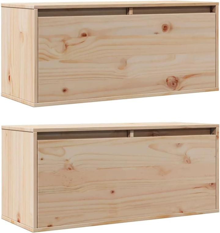 vidaXL 2X Massivholz Kiefer Wandschrank Hängeschrank TV Schrank Fernsehschrank Lowboard Fernsehtisch