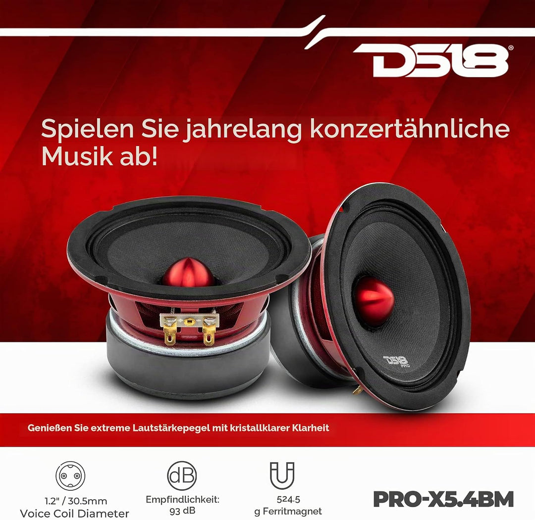 DS18 PRO-X5.4BM PRO Series Midrange Kugel Lautsprecher - Set von 1-5,25" 5.25 Inches 13 cm 13 Zentim