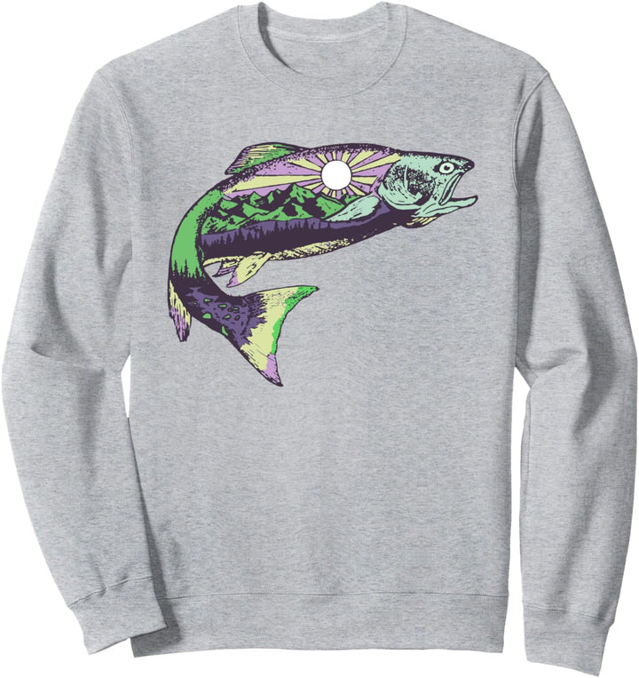 Trout Outdoor Illustration Series - Cool Wisteria Sweatshirt
