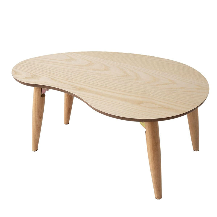 EMOOR Klapptisch Holz, Klein-Birnenform(B80xD52cm) Naturfarben, Couchtish Tatami Tisch, Naturfarben